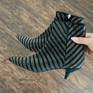 Zara Sparkly Studded Ankle Boots with Kitten Heels